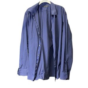 Banana Republic Men's Navy Checkered Button Down Shirt